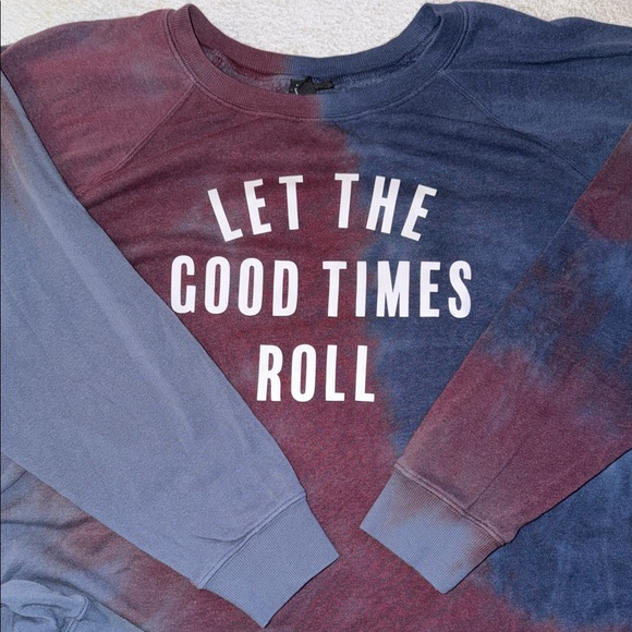 torrid Tops - torrid Tie-Dye Sweatshirt in Navy & Burgundy with White Text
